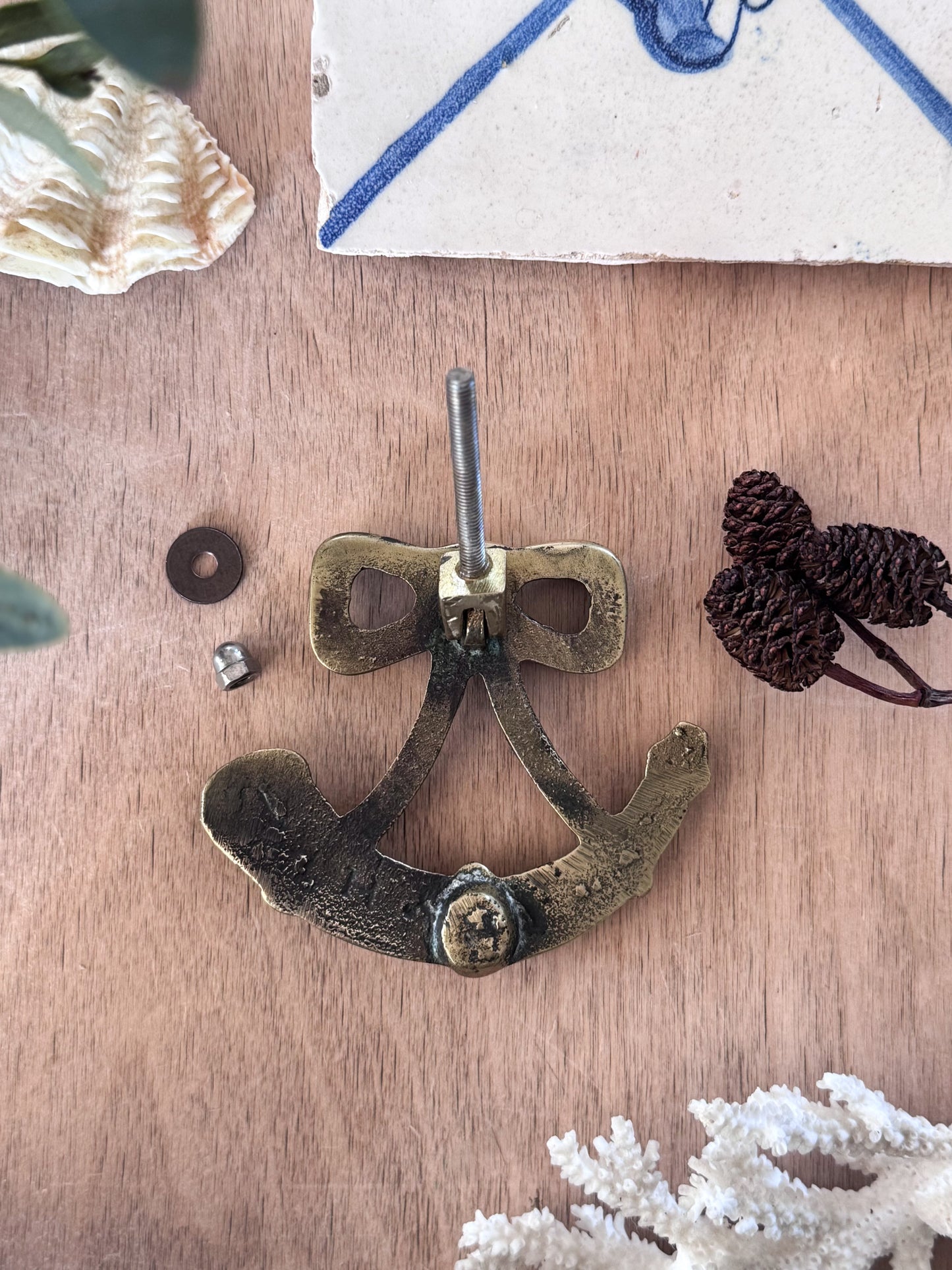 Vintage Solid Brass Bow Door Knocker, Nautical Rope Bow