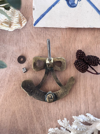Vintage Solid Brass Bow Door Knocker, Nautical Rope Bow