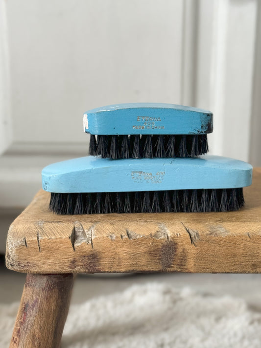 Vintage Wooden Eterna Traditional Shoe Brush Pair (Blue)