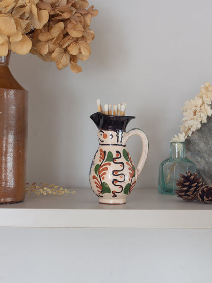 Rare Vintage Hungarian Studio Pottery ‘Little Guy’ Miniature Candle Holder / Match Holder / Creamer