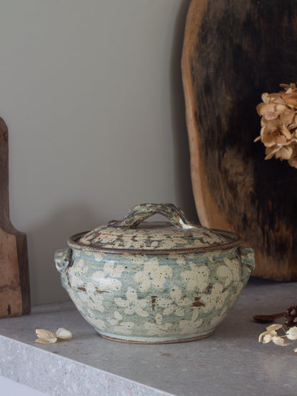 Rare Vintage Welsh Studio Pottery Floral Tureen by Pauline Paterson, Black Mountain Pottery