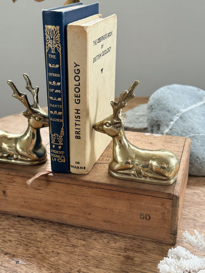 Vintage Solid Brass Deer Bookends (Pair)