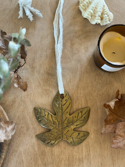 Vintage Solid Brass Leaf Wall Hanging