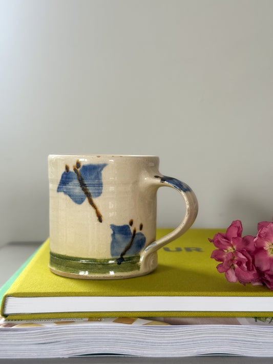 Vintage Studio Pottery Butterfly Mug • Blue & Green Glaze