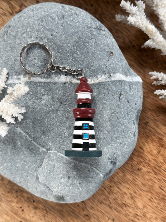 Vintage Wooden Lighthouse Keyring (Option 1)