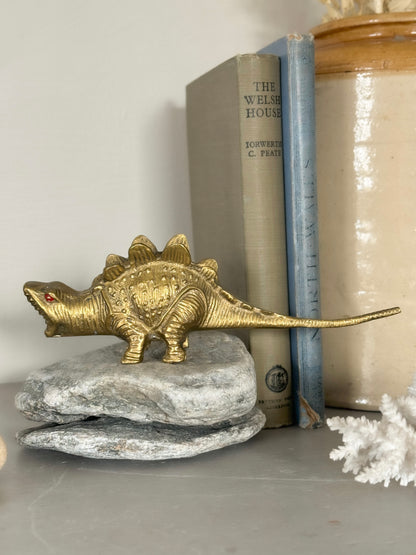 Rare Midcentury Solid Brass Dinosaur | Stegosaurus