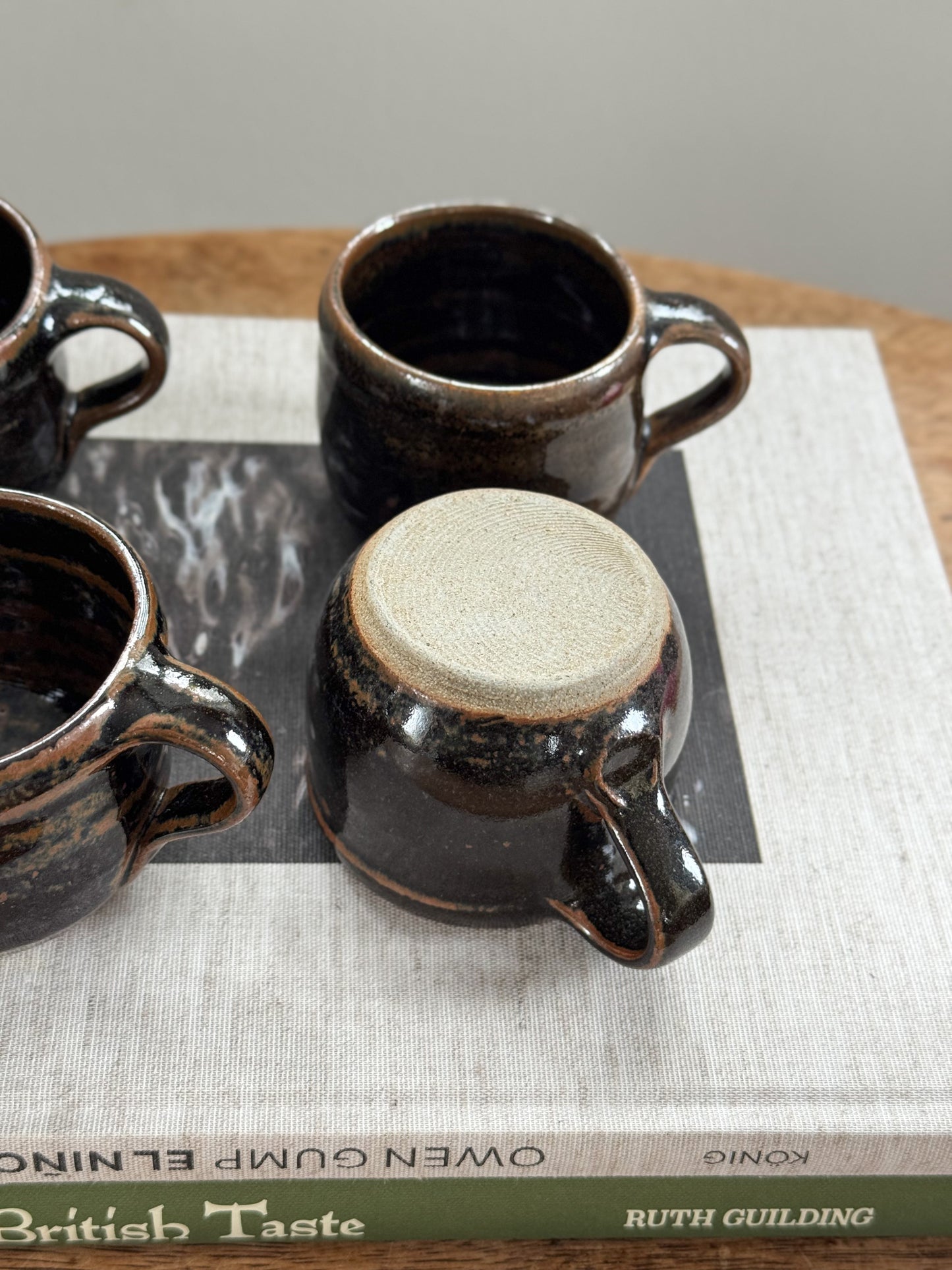 Vintage Studio Pottery Flat White Cups (Set of 4)