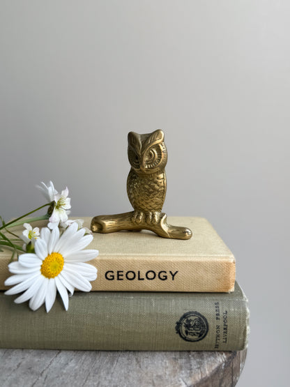 Vintage Solid Brass Owl Paperweight
