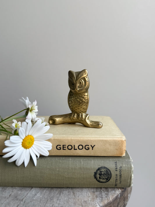 Vintage Solid Brass Owl Paperweight