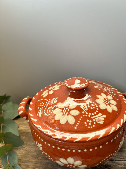 Portuguese Cevalfer Floral Slipware Crock Pot
