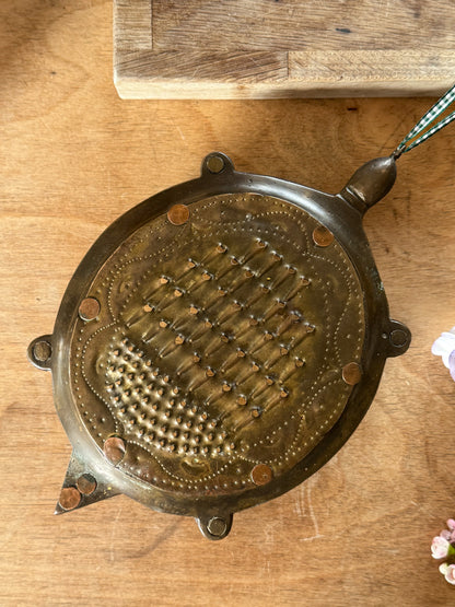 Antique 19th Century Indian Handmade Brass & Copper Turtle Grater