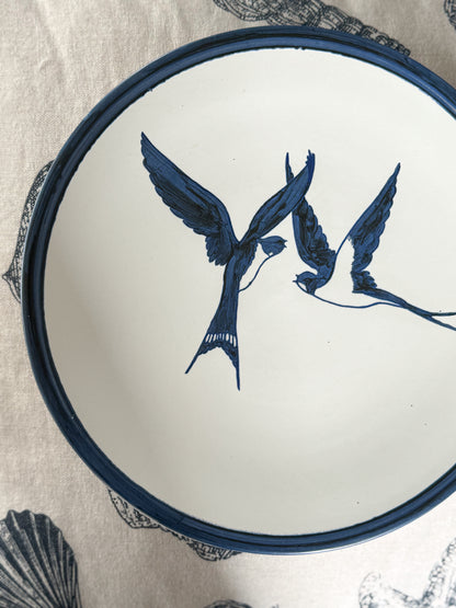 Vintage Hand-Painted Swallows Wall Plate, Rieveley Ceramics, Wales