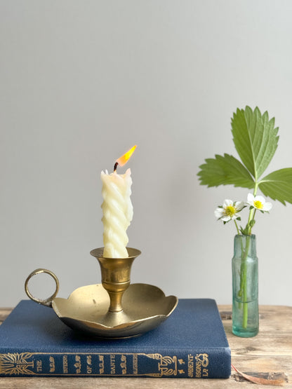 Vintage Brass Scalloped Chamberstick
