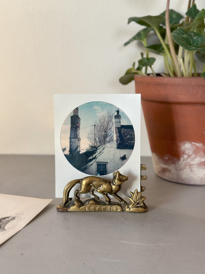 Vintage Solid Brass Fox Letter Rack