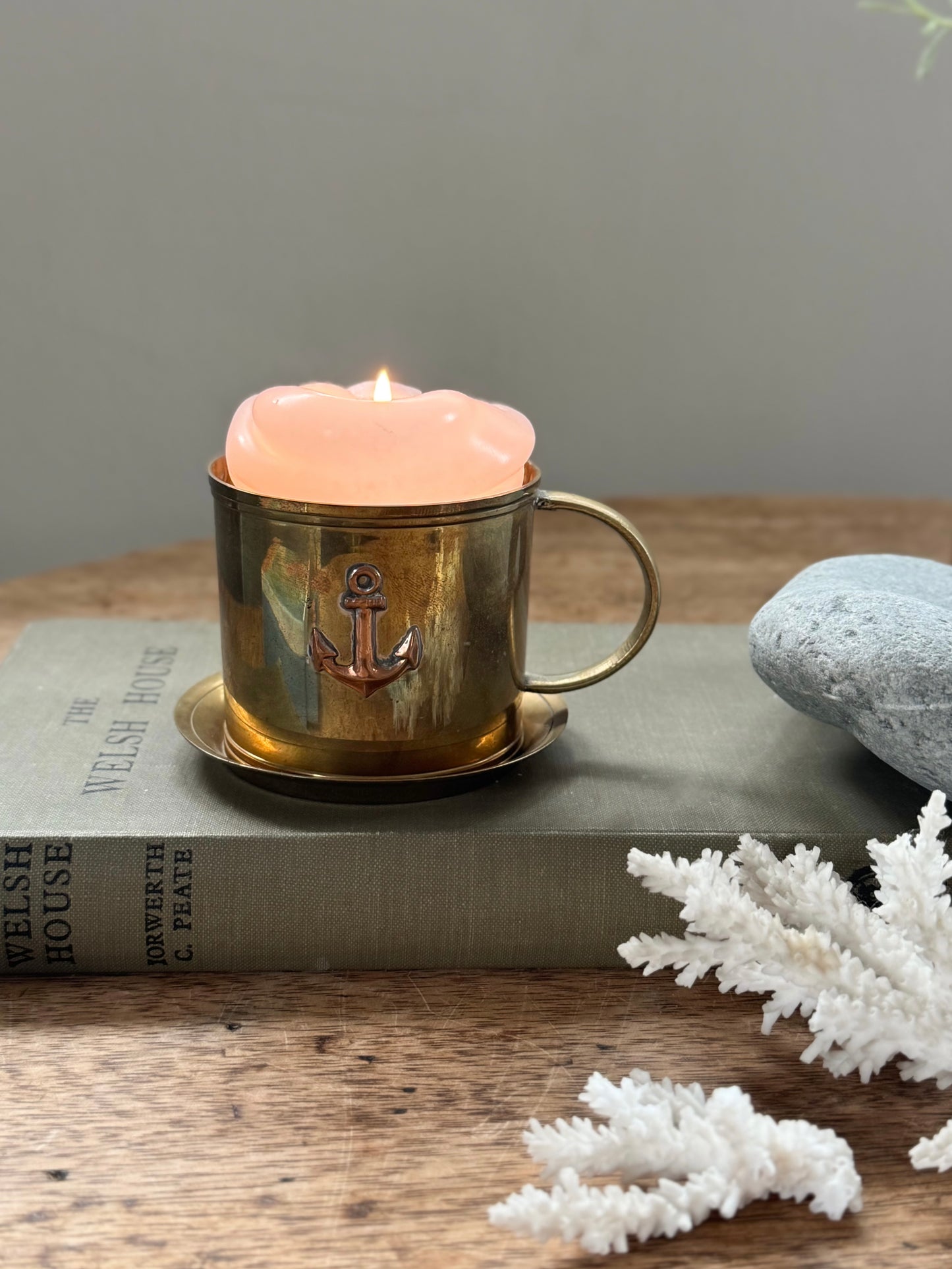Vintage Brass & Copper Anchor Mug & Saucer