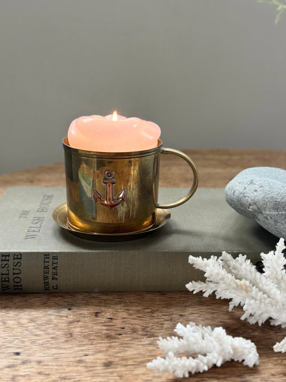 Vintage Brass & Copper Anchor Mug & Saucer