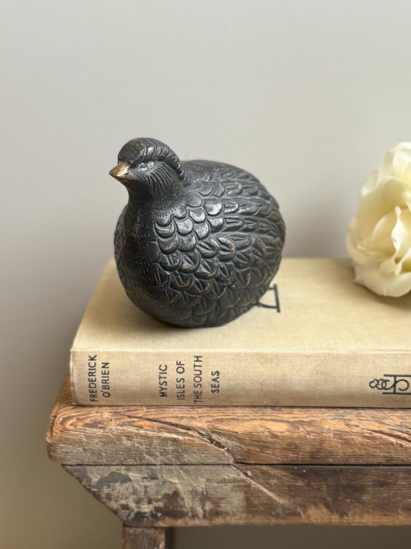 Vintage Solid Brass Quail