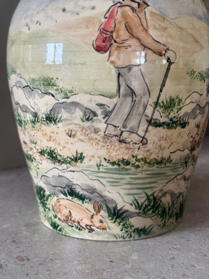 Rare Hand-Painted Studio Pottery Jug by David & Louise Salsbury ‘A Walk In The Mountains’