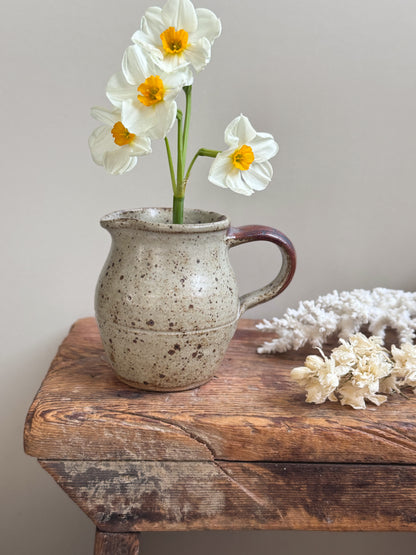 Vintage Speckled Salt Glaze Studio Pottery Creamer