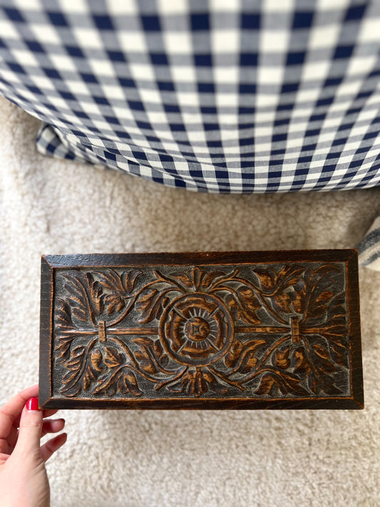 Antique Hand-Carved Wooden Box
