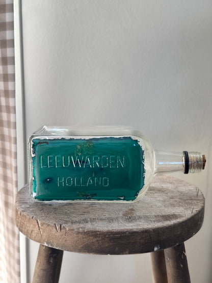 Vintage Folk Art Ship in a Bottle, P. Bokma, Leeuwarden, Holland