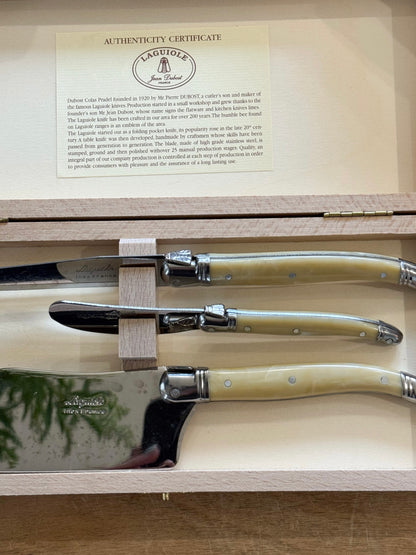 French Laguiole Jean Dubost 3-Piece Cheese Knife Set (Brand New in Box)