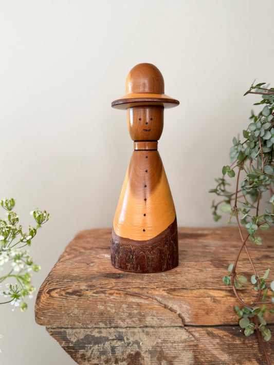 Hand-Turned Yew Wood Folk Figure by Mike Harris
