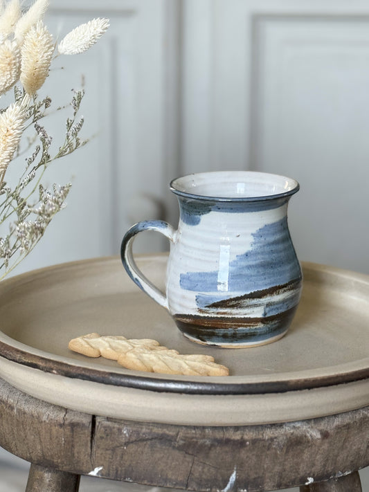 Vintage Studio Pottery Blue Abstract Mug