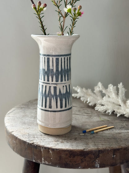 Vintage Tall Abstract Studio Pottery Bud Vase by Peter Hall, Pennine Studios, Lancashire