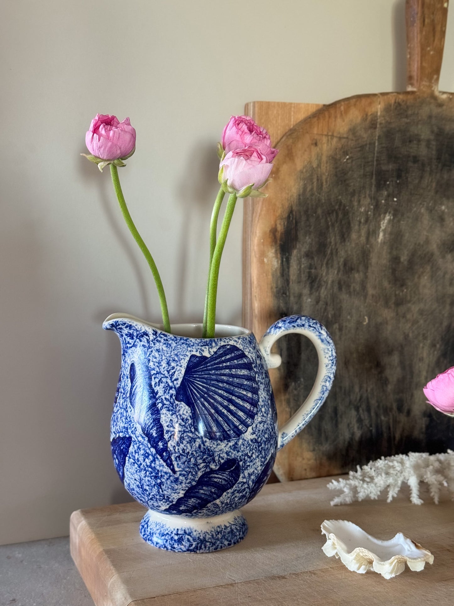 Very Rare Vintage Moorland Staffordshire Sea Shell Spongeware Jug