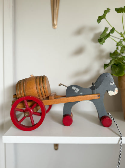 Vintage Wooden Pull Along Donkey