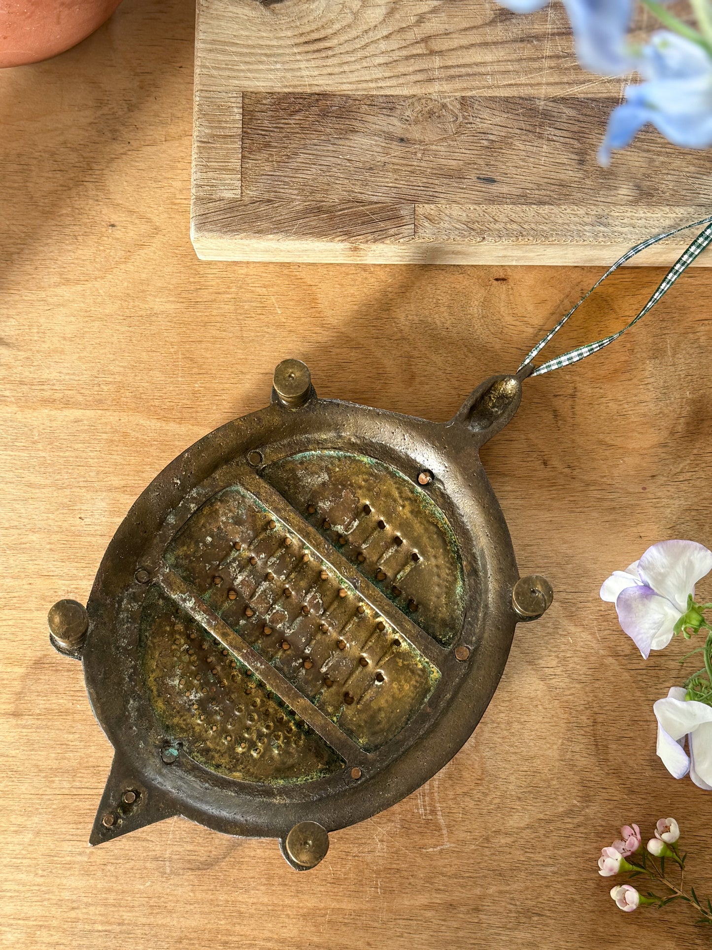 Antique 19th Century Indian Handmade Brass & Copper Turtle Grater