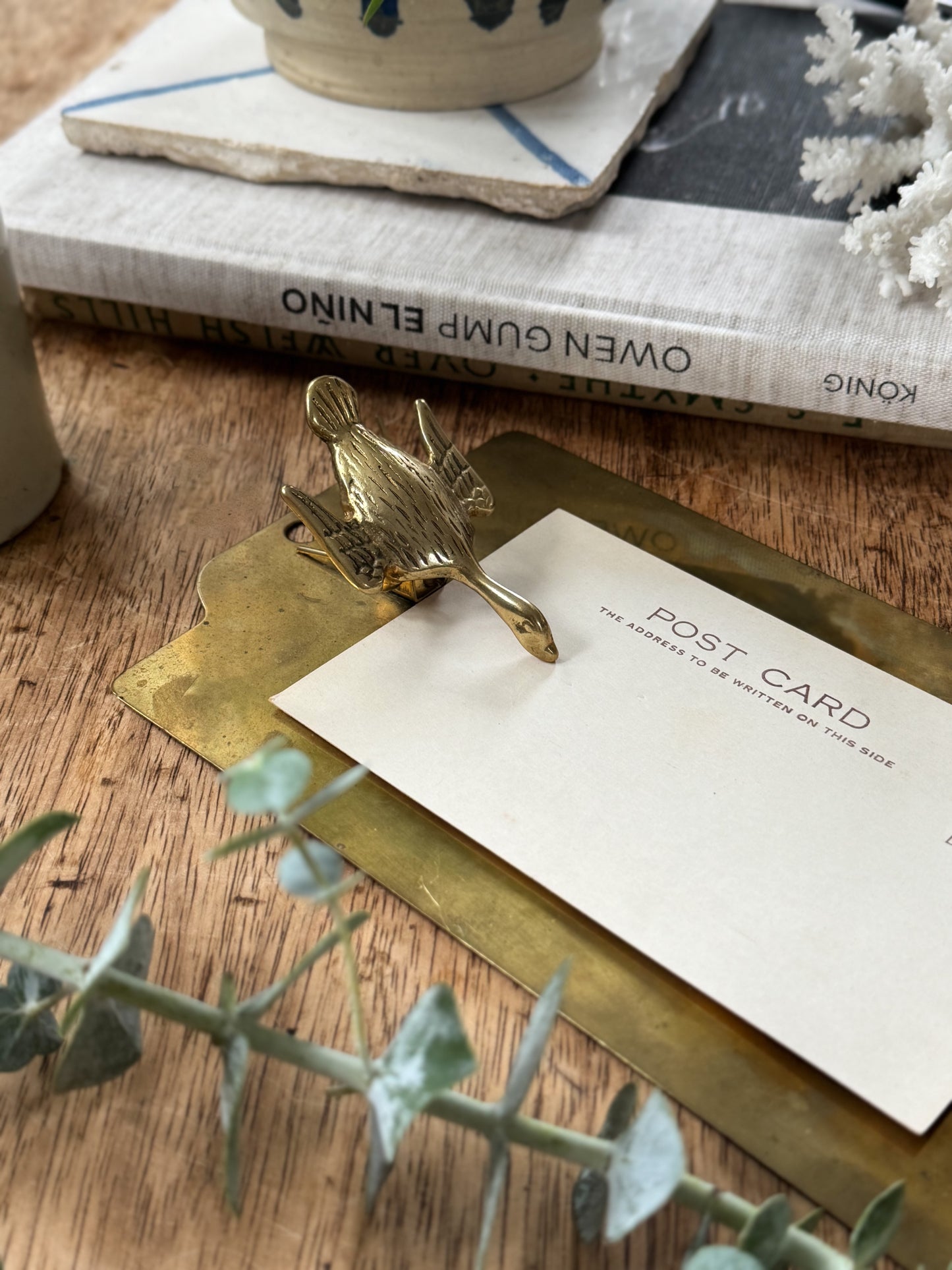 Vintage Solid Brass Duck Clipboard