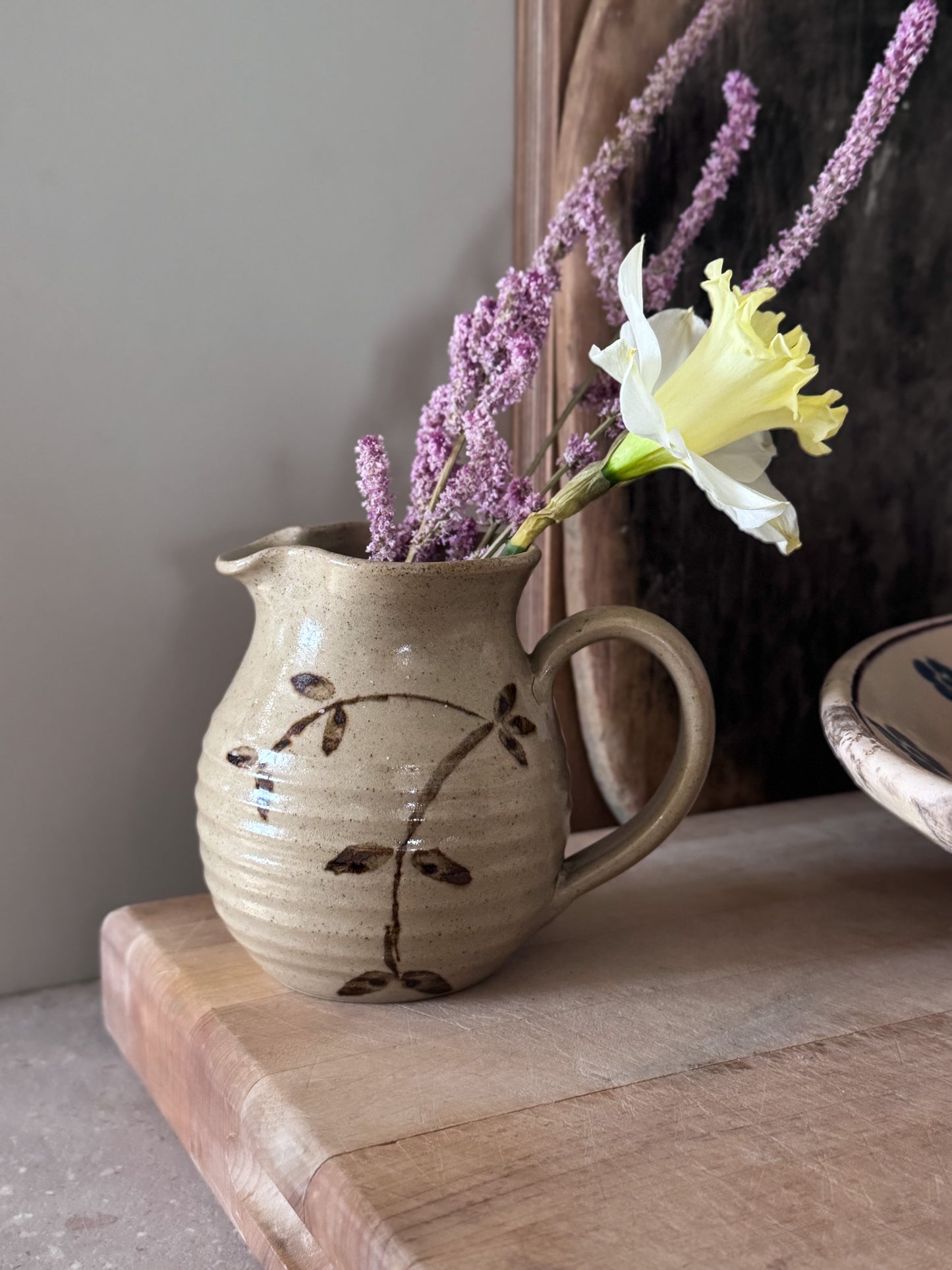 Vintage Studio Pottery Floral Jug