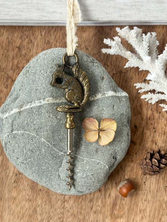Vintage Brass Squirrel Corkscrew