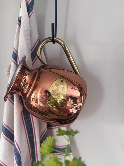 Vintage Copper & Brass Floral Etched Jug