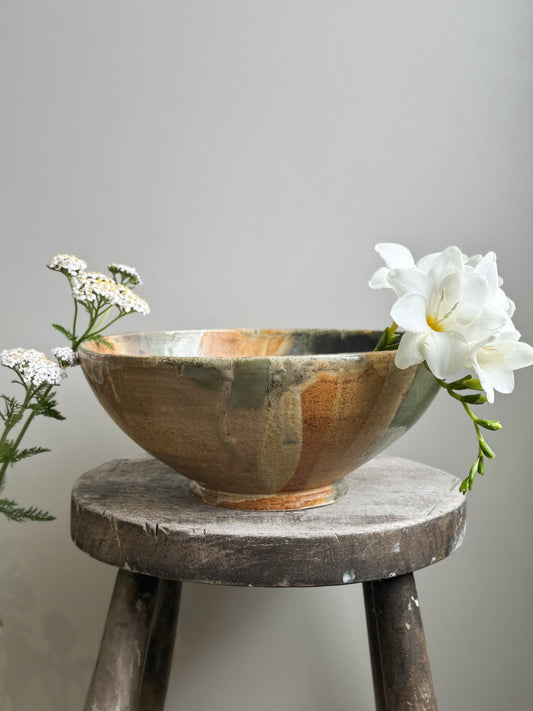Welsh Studio Pottery Drip Glaze Pedestal Bowl