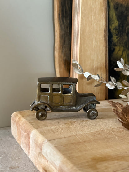 Vintage Solid Brass Car with Turning Wheels