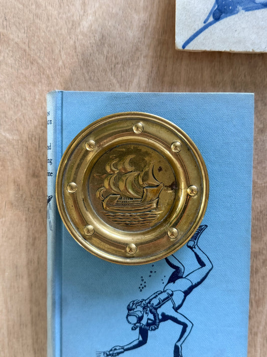 Vintage Solid Brass Ship Trinket Dish