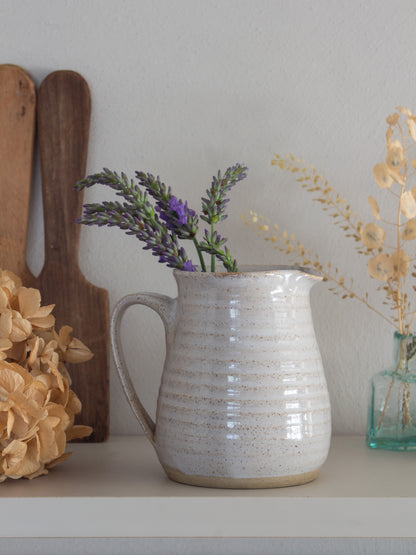 Vintage Neutral Studio Pottery Ribbed Creamer