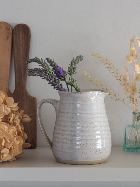 Vintage Neutral Studio Pottery Ribbed Creamer