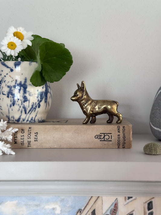 Vintage Solid Brass Corgi Figurine