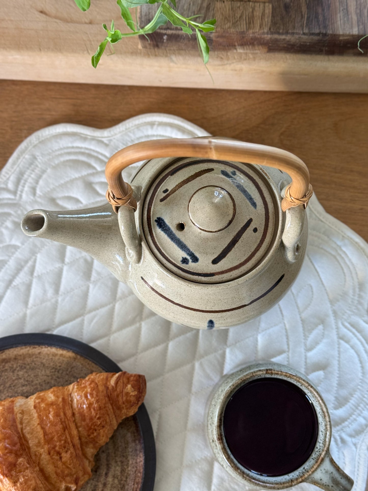 Studio Pottery Teapot with Bamboo Handle — Handmade in Kent