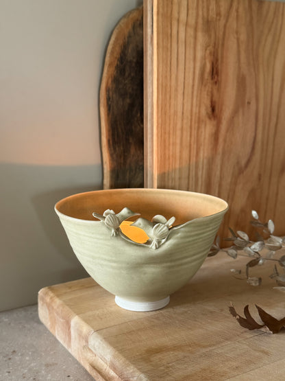 Studio Pottery ‘Two Little Birds’ Bowl by Patricia Higginbotham