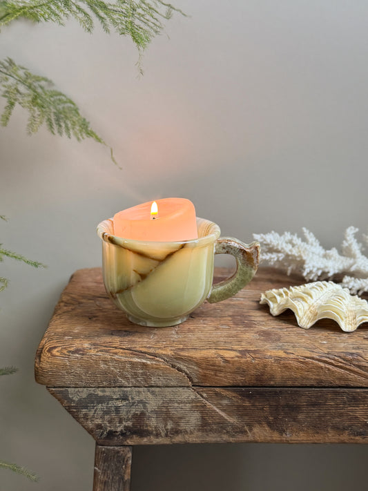 Vintage Polished Onyx Decorative Cup - Candle Holder