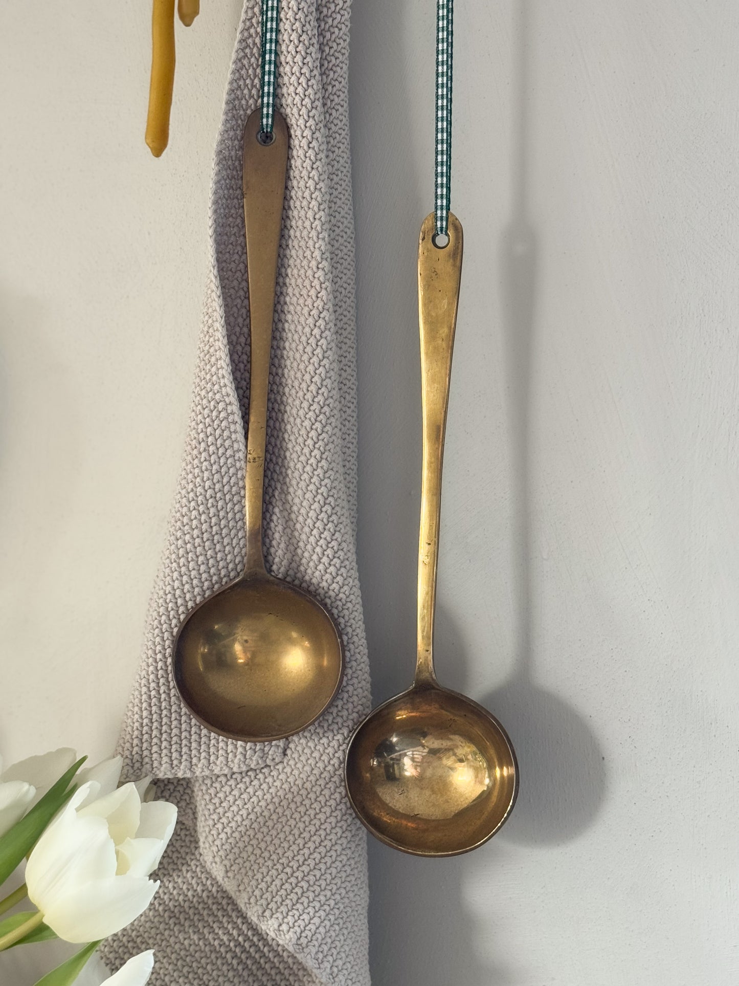 Pair of Antique Solid Brass Ladles