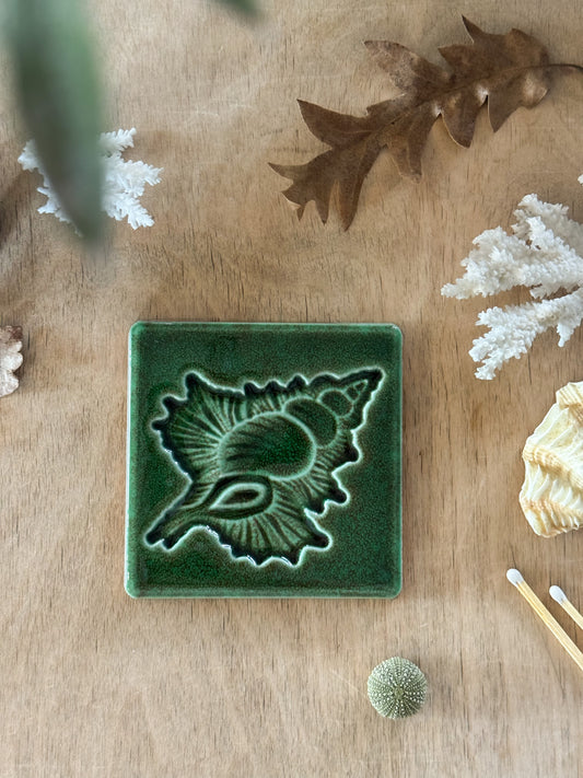 Vintage Midcentury Handmade Glazed Seashell Tiles - Multiple Options (Sold Individually) 10cm x 10cm