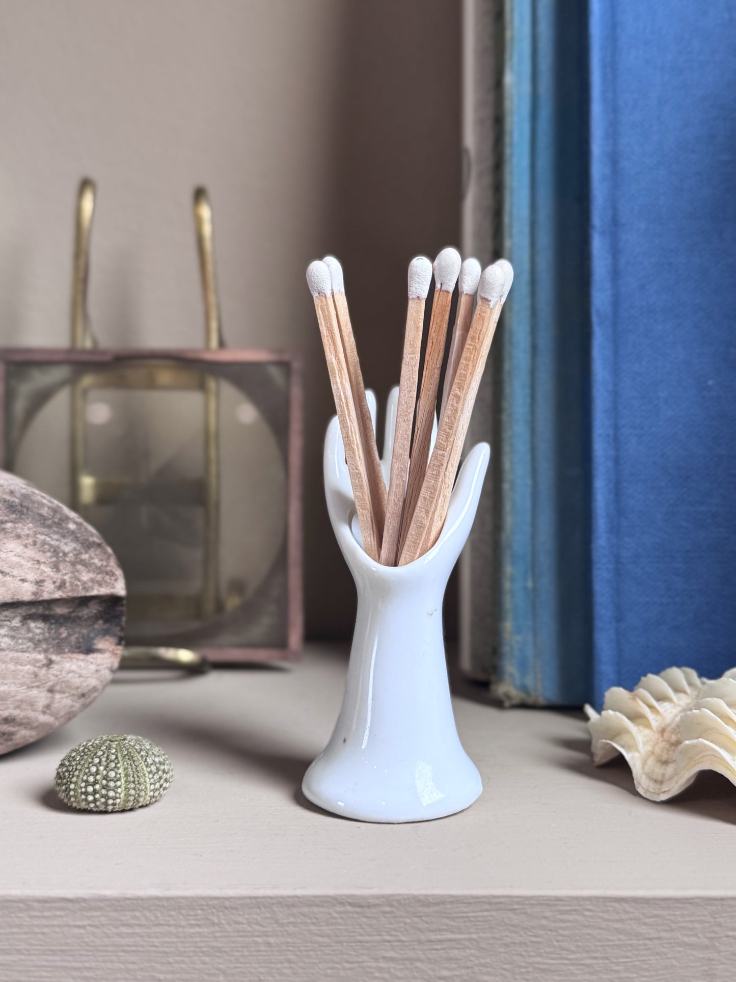 Vintage Porcelain Hand Shaped Bud Vase / Match Pot