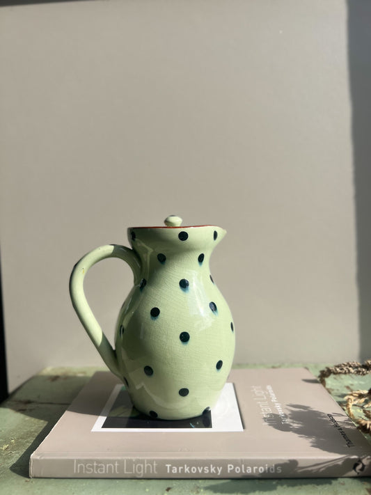 Vintage Babbacombe Torquay Glazed Mint Green Polka Dot Jug