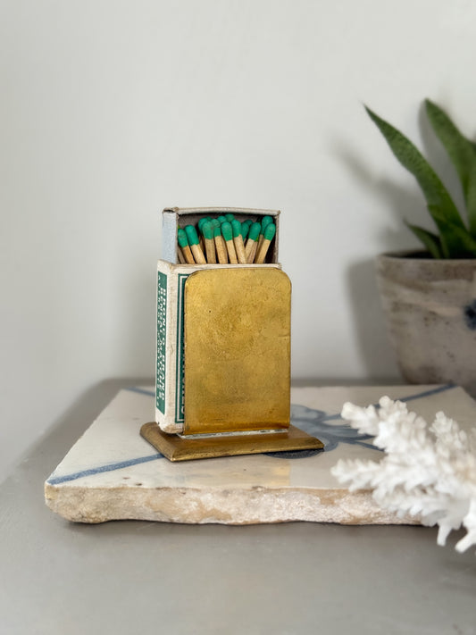 Antique Handmade Solid Brass Match Box Holder